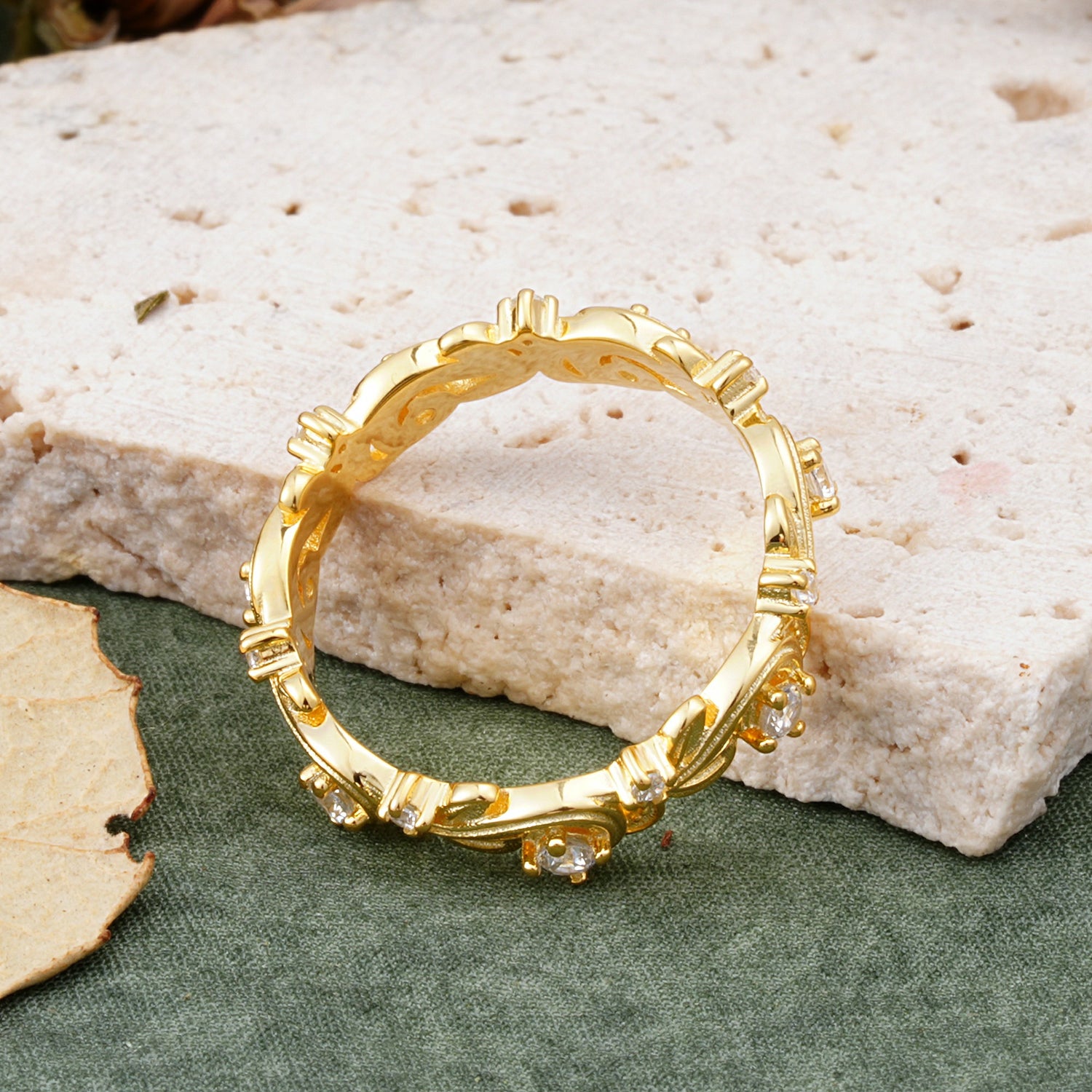 Vintage Nature Inspired Interwoven Twig Moissanite Stacking Wedding Band - Additional view