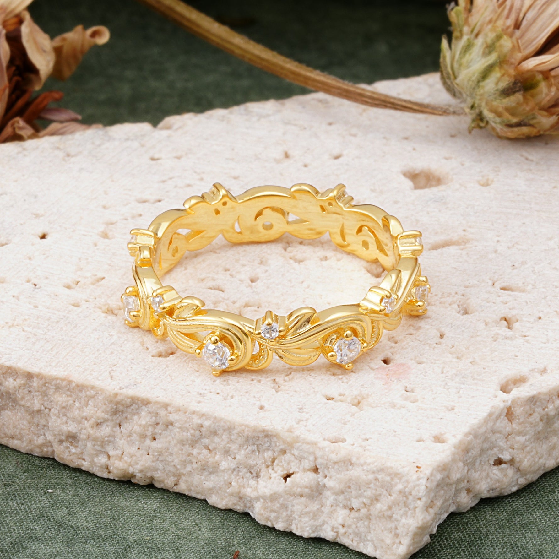 Vintage Nature Inspired Interwoven Twig Moissanite Stacking Wedding Band - Additional view