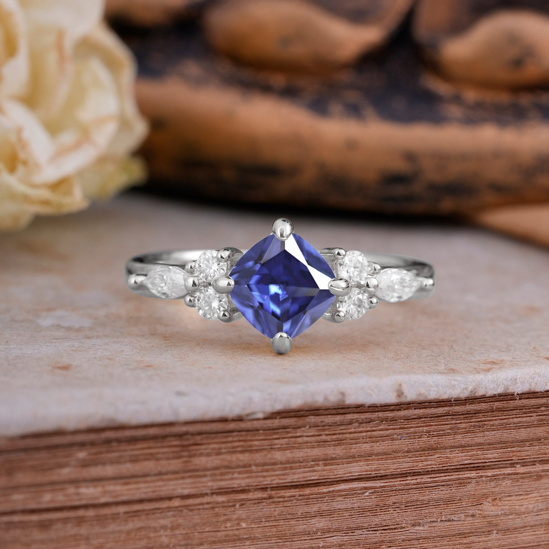 Vintage Mixed Cut Tanzanite Eternity Wedding Band - Additional view