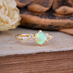Vintage Mixed Cut Fire Opal Eternity Wedding Band - Additional view