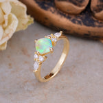 Vintage Mixed Cut Fire Opal Eternity Wedding Band - Additional view