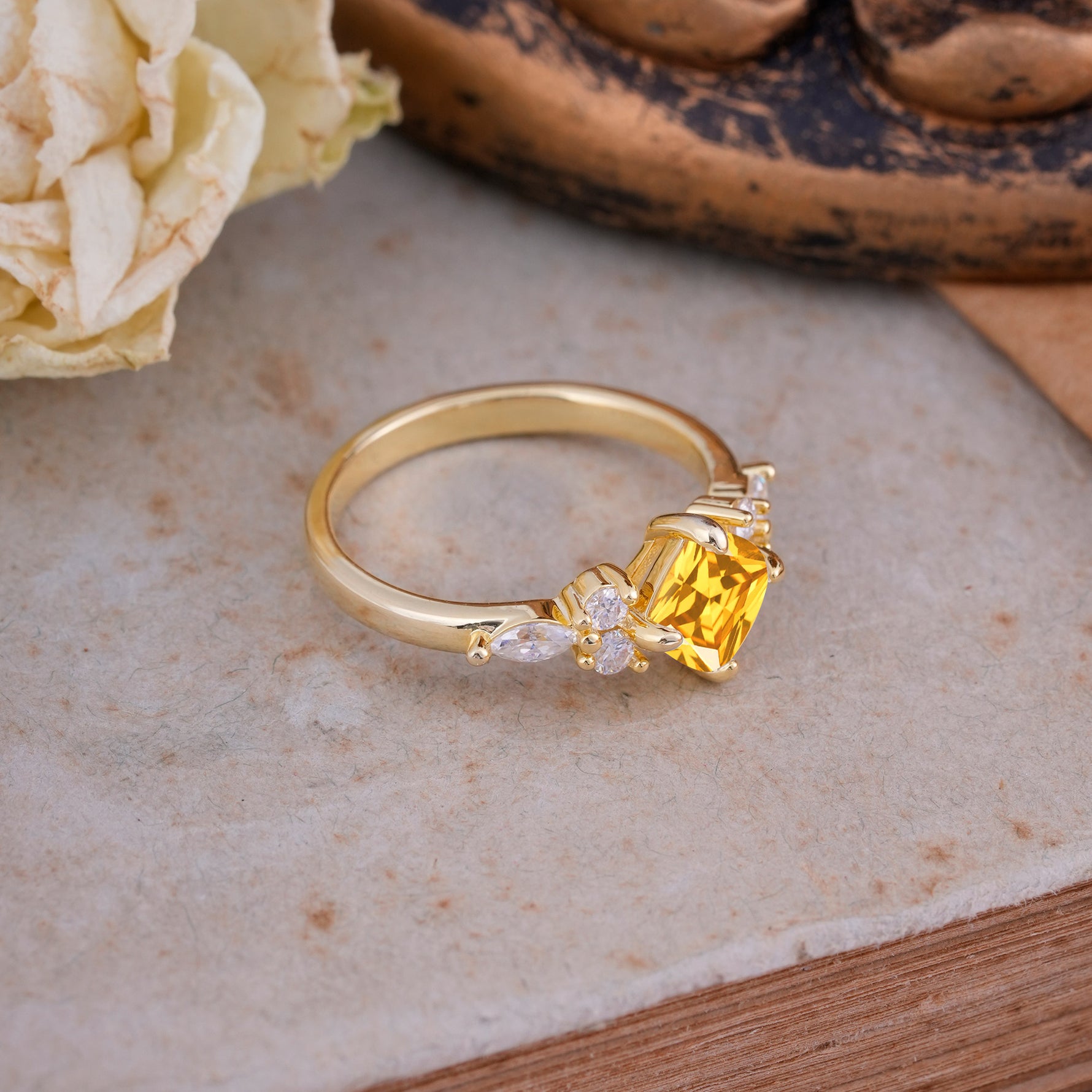 Vintage Mixed Cut Citrine Eternity Wedding Band - Additional view