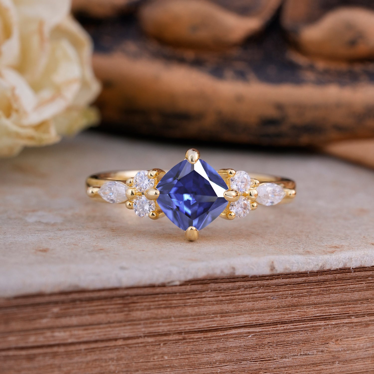 Vintage Mixed Cut Tanzanite Eternity Wedding Band - Additional view