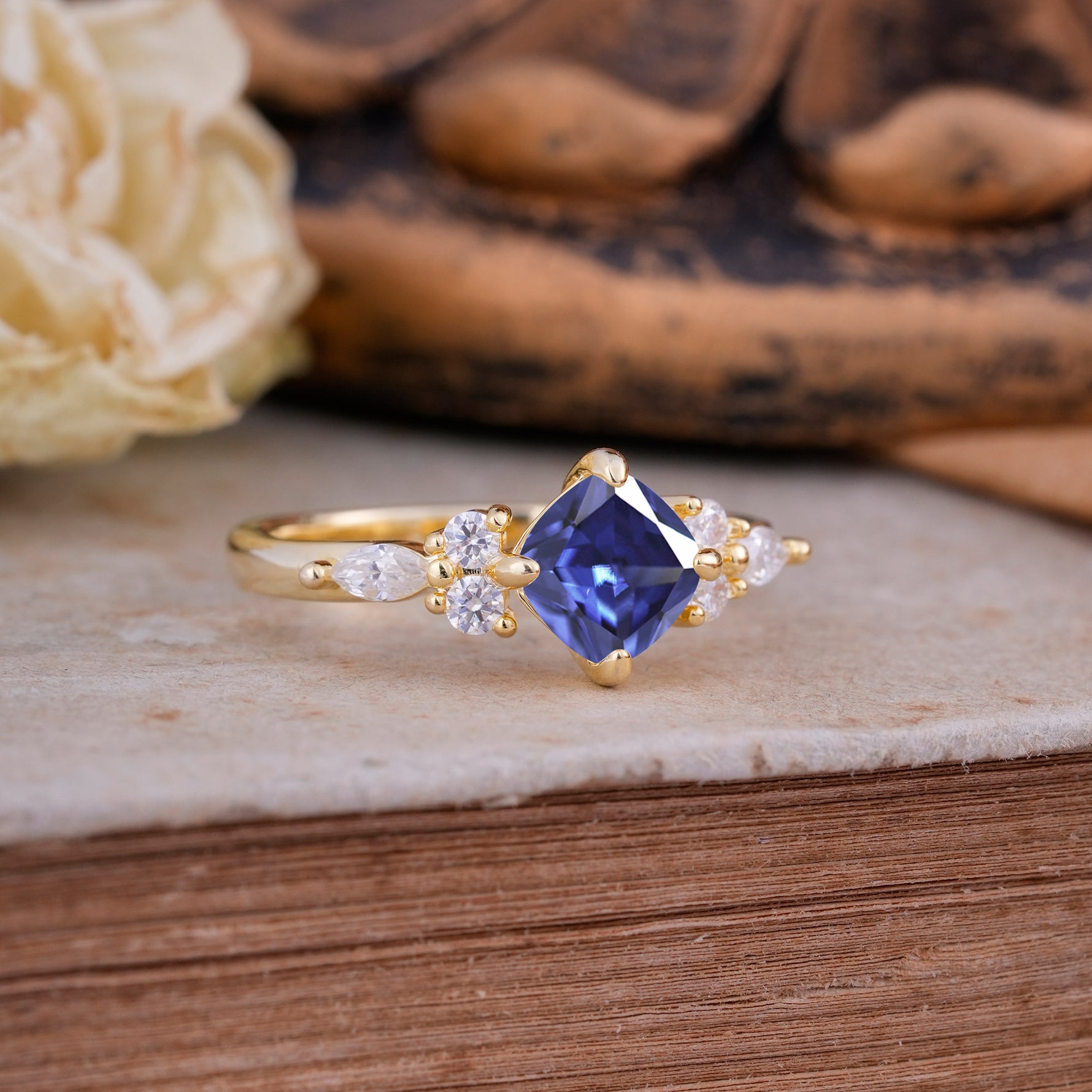 Vintage Mixed Cut Tanzanite Eternity Wedding Band - Additional view