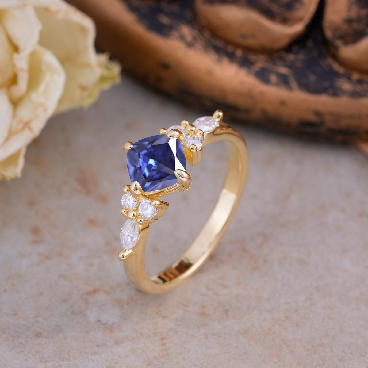 Vintage Mixed Cut Tanzanite Eternity Wedding Band - Additional view