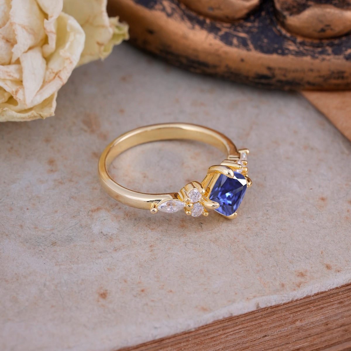 Vintage Mixed Cut Tanzanite Eternity Wedding Band - Additional view