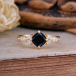 Vintage Mixed Cut Black Onyx Eternity Wedding Band - Additional view