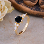 Vintage Mixed Cut Black Onyx Eternity Wedding Band - Additional view