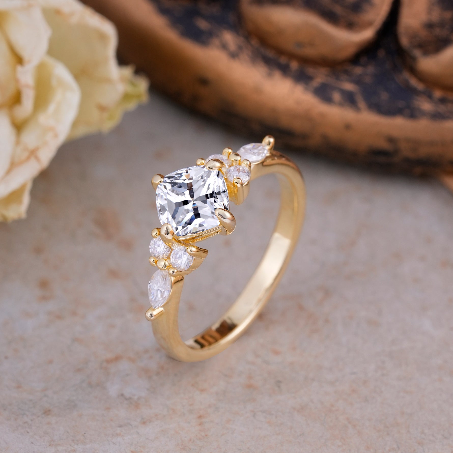 Vintage Mixed Cut Lab Diamond Eternity Wedding Band - Additional view