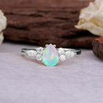 Sophisticated 4-Prong Pear-Cut Fire Opal Promise Ring - Additional view