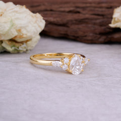 Sophisticated 4-Prong Pear-Cut Moissanite Promise Ring