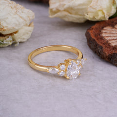 Sophisticated 4-Prong Pear-Cut Moissanite Promise Ring