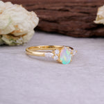 Sophisticated 4-Prong Pear-Cut Fire Opal Promise Ring - Additional view