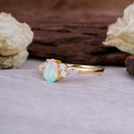 Sophisticated 4-Prong Pear-Cut Fire Opal Promise Ring - Additional view