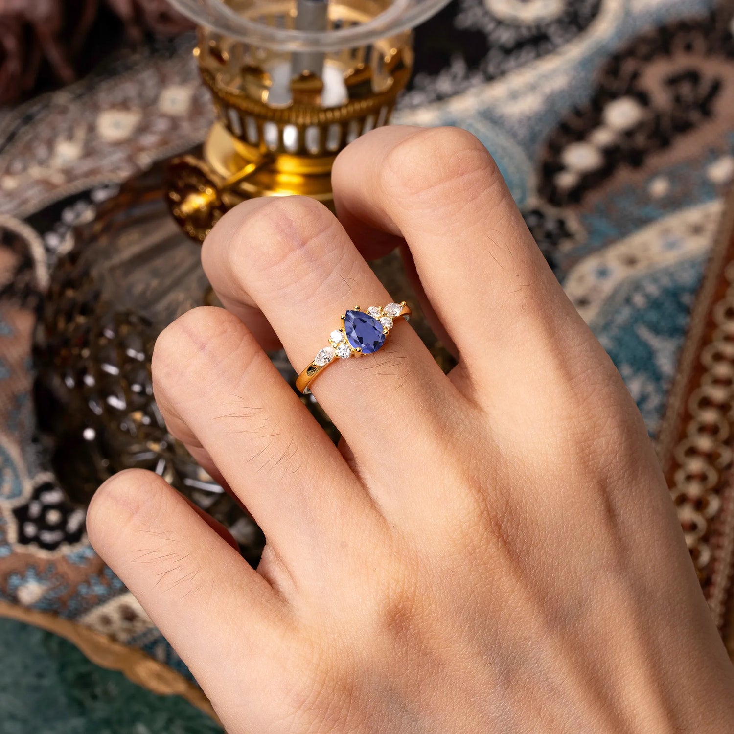 Sophisticated 4-Prong Pear-Cut Tanzanite Promise Ring