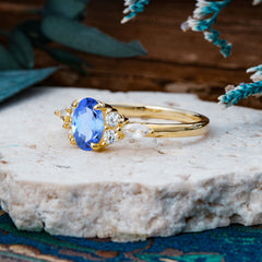 Sophisticated 4-Prong Oval Cut Sapphire Engagement Ring