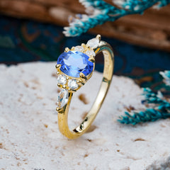 Sophisticated 4-Prong Oval Cut Sapphire Engagement Ring