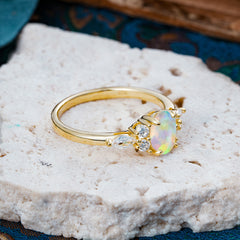 Sophisticated 4-Prong Oval Cut Opal Engagement Ring