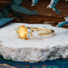 Sophisticated 4-Prong Oval Cut Citrine Engagement Ring