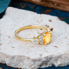 Sophisticated 4-Prong Oval Cut Citrine Engagement Ring