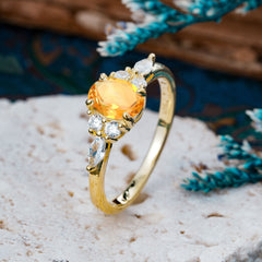 Sophisticated 4-Prong Oval Cut Citrine Engagement Ring