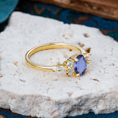 Sophisticated 4-Prong Oval Cut Tanzanite Engagement Ring