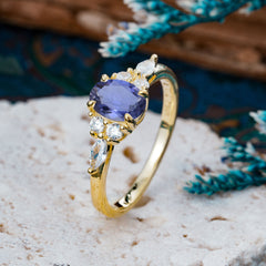 Sophisticated 4-Prong Oval Cut Tanzanite Engagement Ring