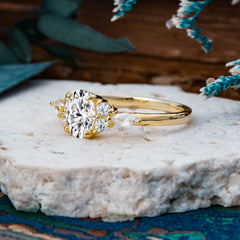 Sophisticated 4-Prong Oval Cut Lab Diamond Engagement Ring