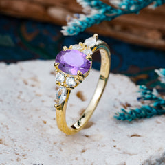 Sophisticated 4-Prong Oval Cut Amethyst Engagement Ring