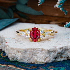 Sophisticated 4-Prong Oval Cut Ruby Engagement Ring