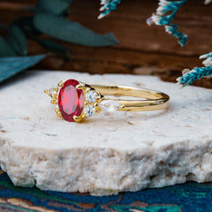 Sophisticated 4-Prong Oval Cut Ruby Engagement Ring
