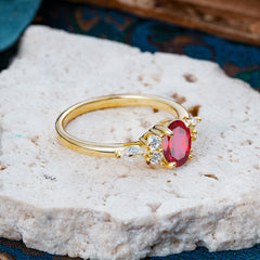 Sophisticated 4-Prong Oval Cut Ruby Engagement Ring