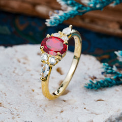 Sophisticated 4-Prong Oval Cut Ruby Engagement Ring