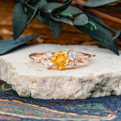 Classic 6-Prong Round Cut Citrine Engagement Ring