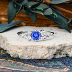 Classic 6-Prong Round Cut Sapphire Engagement Ring