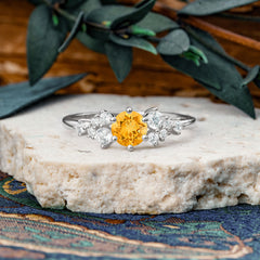 Classic 6-Prong Round Cut Citrine Engagement Ring