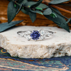 Classic 6-Prong Round Cut Tanzanite Engagement Ring