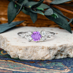 Classic 6-Prong Round Cut Amethyst Engagement Ring
