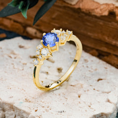 Classic 6-Prong Round Cut Sapphire Engagement Ring