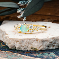 Classic 6-Prong Round Cut Opal Engagement Ring