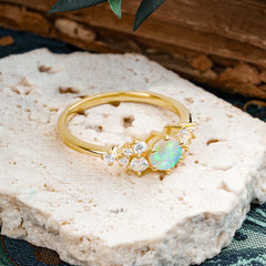 Classic 6-Prong Round Cut Opal Engagement Ring