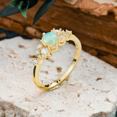 Classic 6-Prong Round Cut Opal Engagement Ring