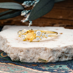 Classic 6-Prong Round Cut Citrine Engagement Ring