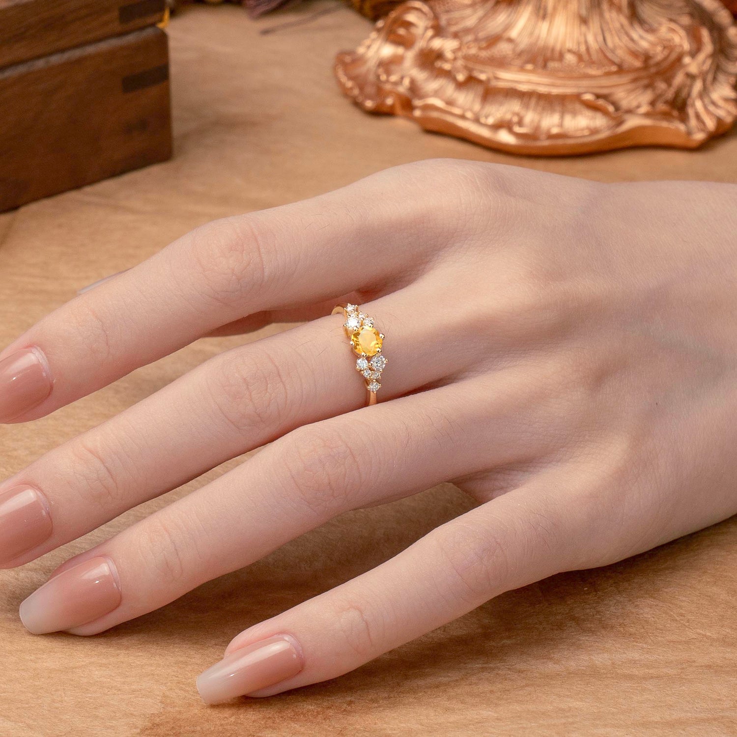 Classic 6-Prong Round Cut Citrine Engagement Ring