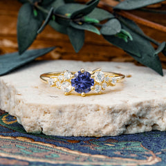 Classic 6-Prong Round Cut Tanzanite Engagement Ring