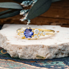 Classic 6-Prong Round Cut Tanzanite Engagement Ring