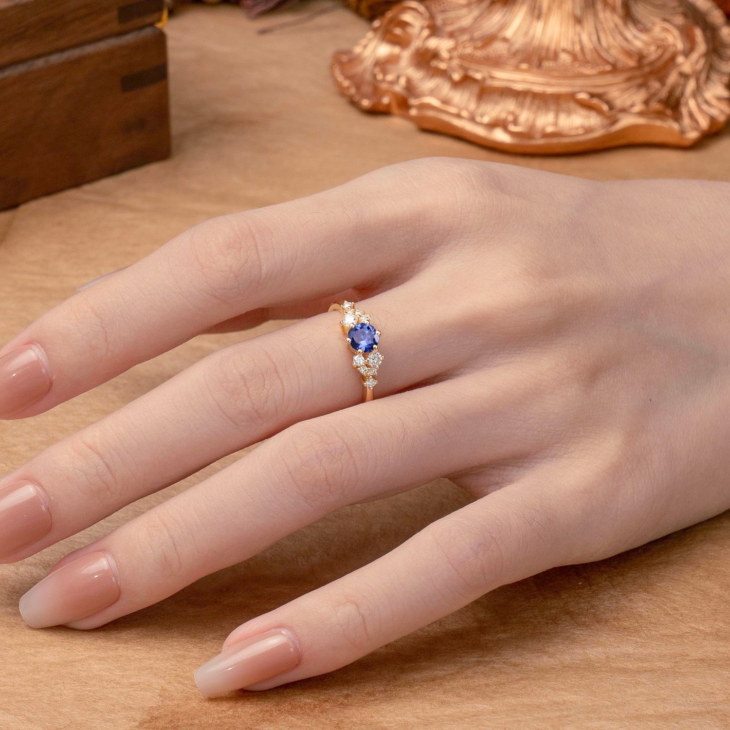 Classic 6-Prong Round Cut Tanzanite Engagement Ring