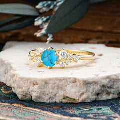 Classic 6-Prong Round Cut Turquoise Engagement Ring