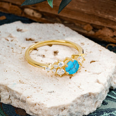 Classic 6-Prong Round Cut Turquoise Engagement Ring