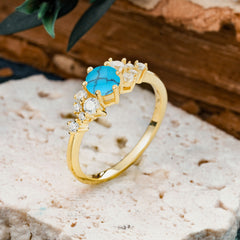 Classic 6-Prong Round Cut Turquoise Engagement Ring